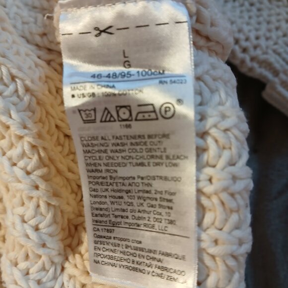 Banana Republic Women's Chunky Cream Ribbed Knit Cardigan SZ L - Picture 8 of 8